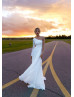 Long Sleeves Beaded White Chiffon Tulle Slit Wedding Dress Long Sleeves Beaded White Chiffon Tulle Slit Wedding Dress